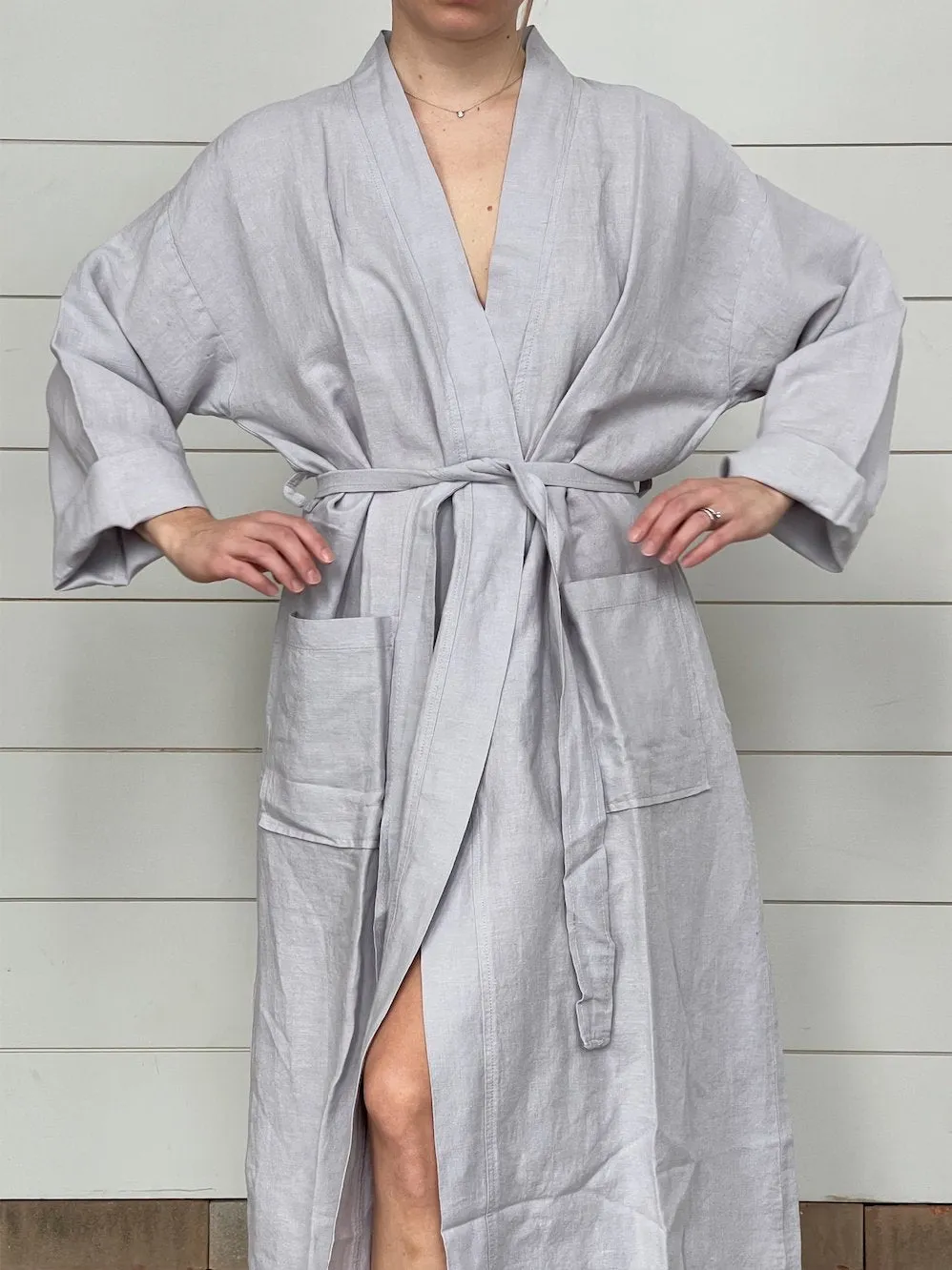 SOFT LINEN BATHROBE KIMINO NEUTRALS TONES