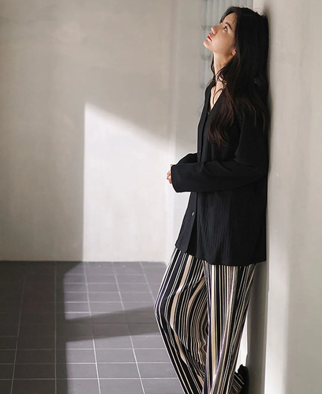 Soft viscose Striped Pants Pajama Set