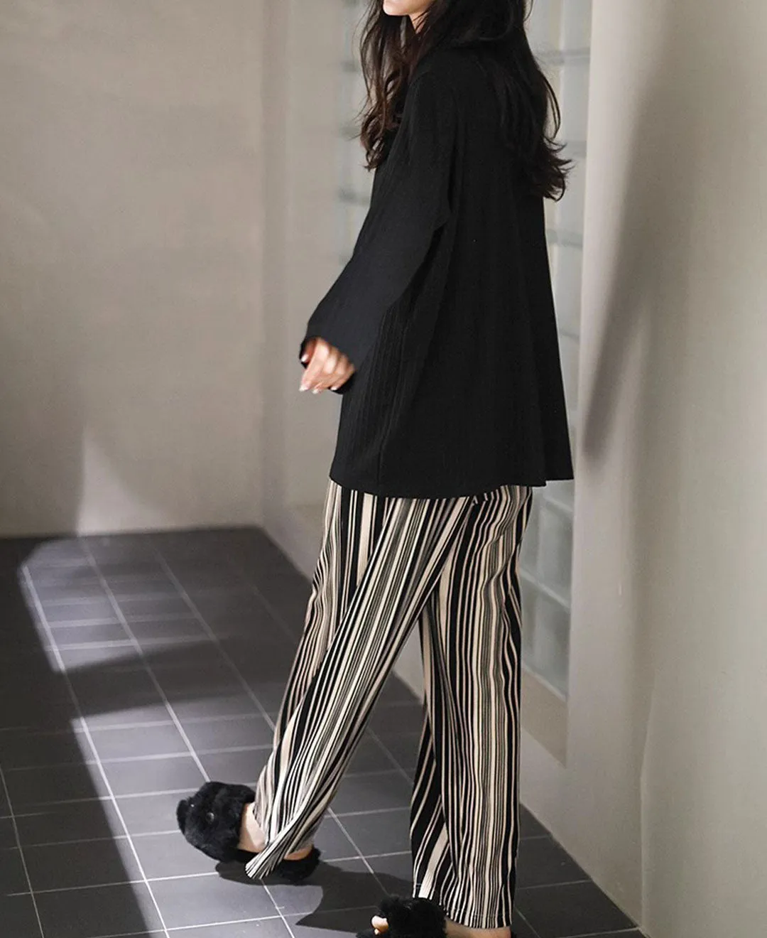 Soft viscose Striped Pants Pajama Set