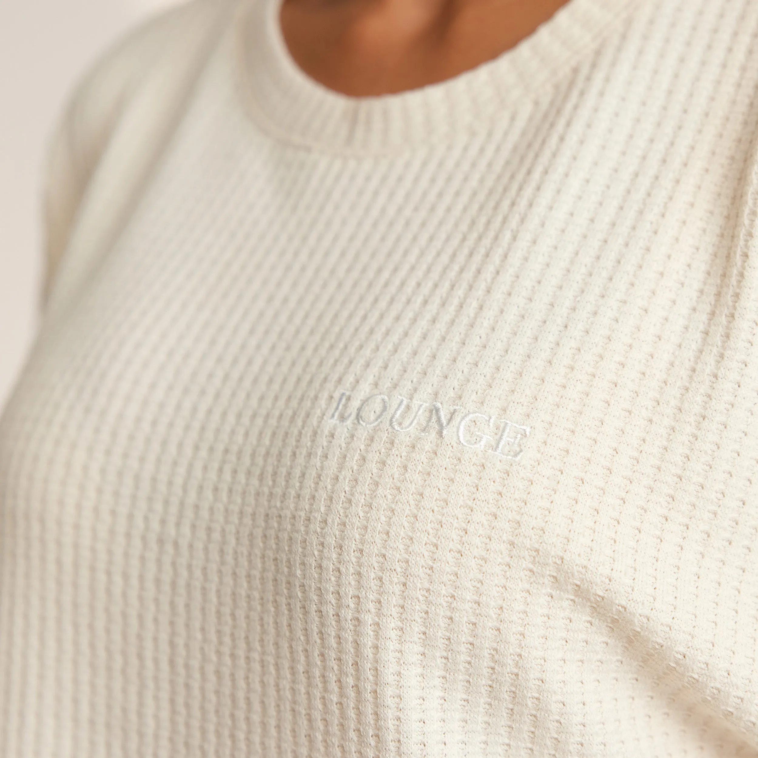 Soft Waffle Pyjama Top - Cream