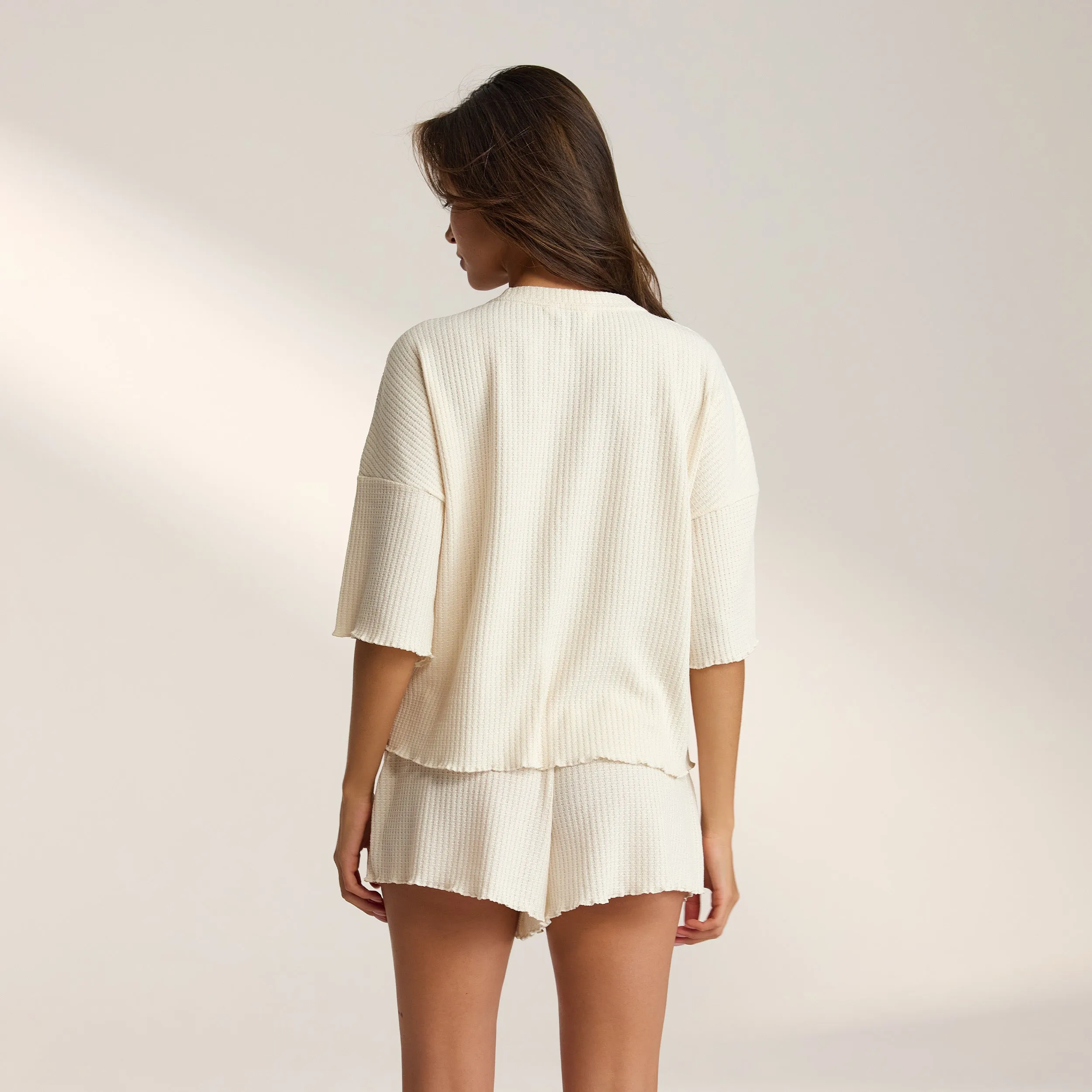 Soft Waffle Pyjama Top - Cream
