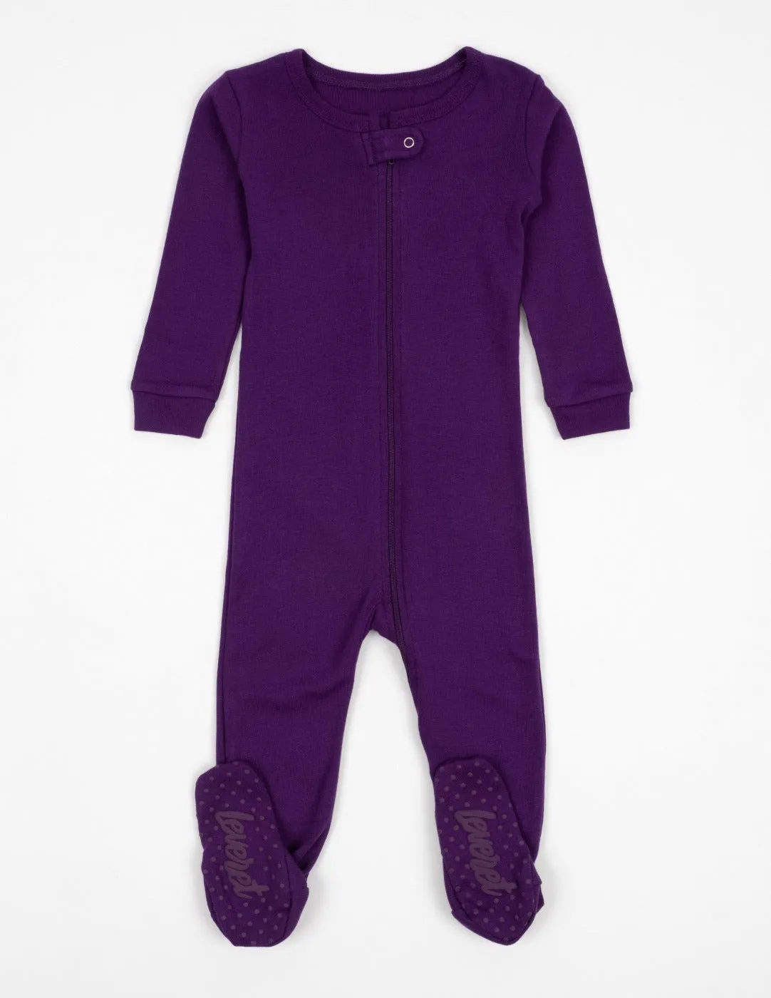 Solid Color Dark Purple Footed Pajamas