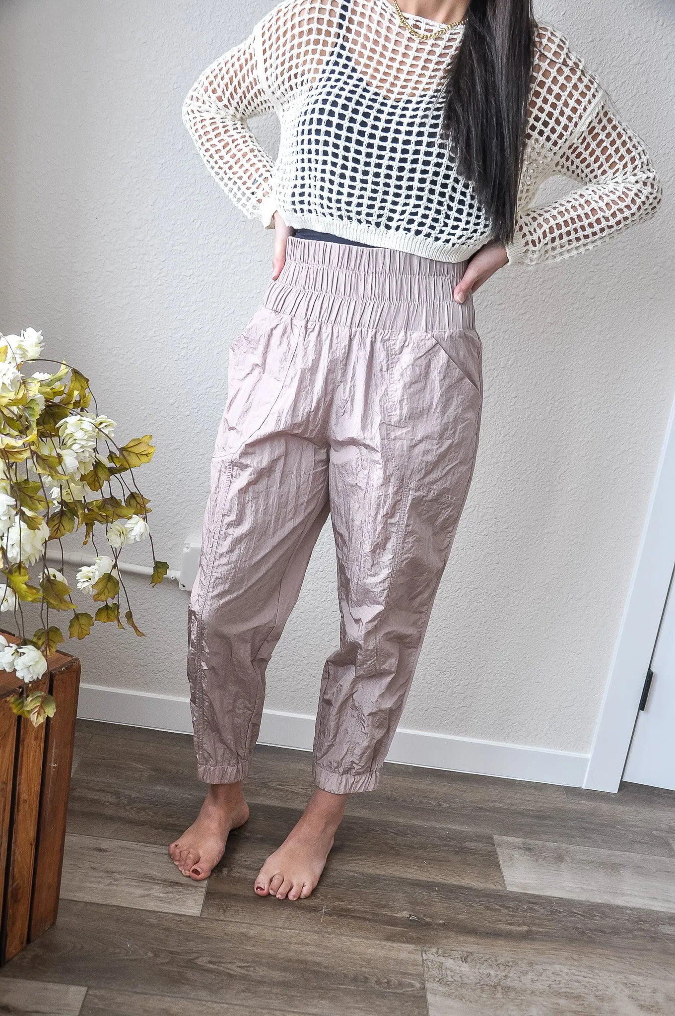 Solid Smocked Waistband Jogger