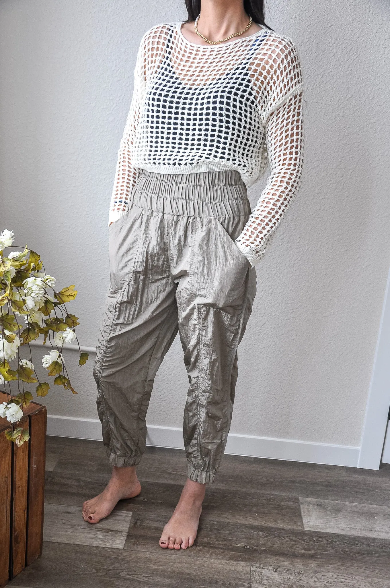 Solid Smocked Waistband Jogger