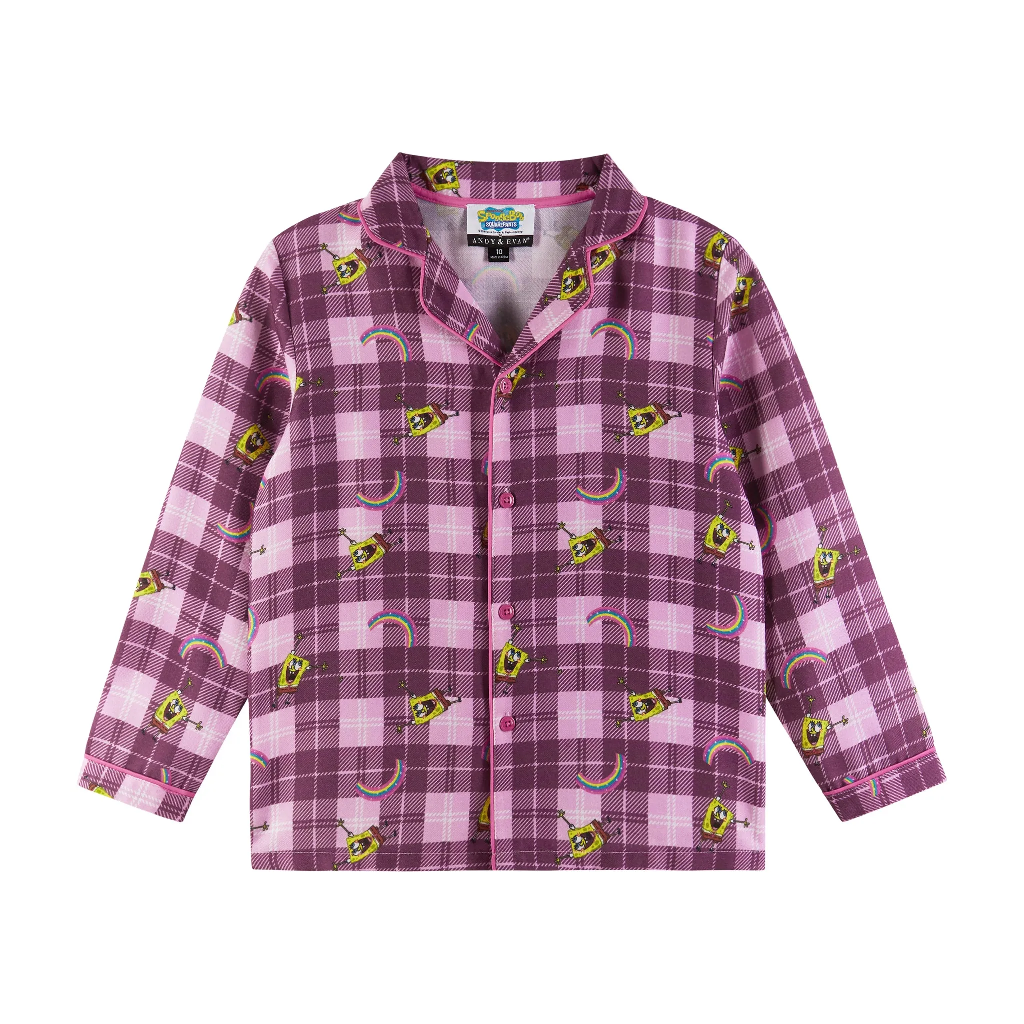 SpongeBob SquarePants™ x Andy & Evan® | Kids (3-16) Flannel Plaid Pajama Set | Pink