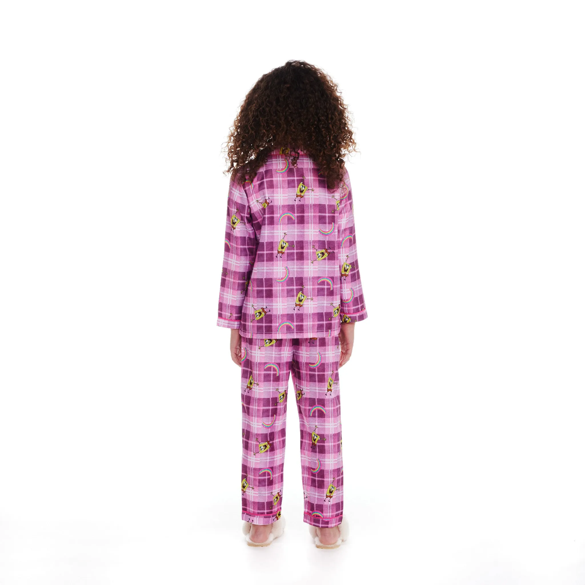 SpongeBob SquarePants™ x Andy & Evan® | Kids (3-16) Flannel Plaid Pajama Set | Pink