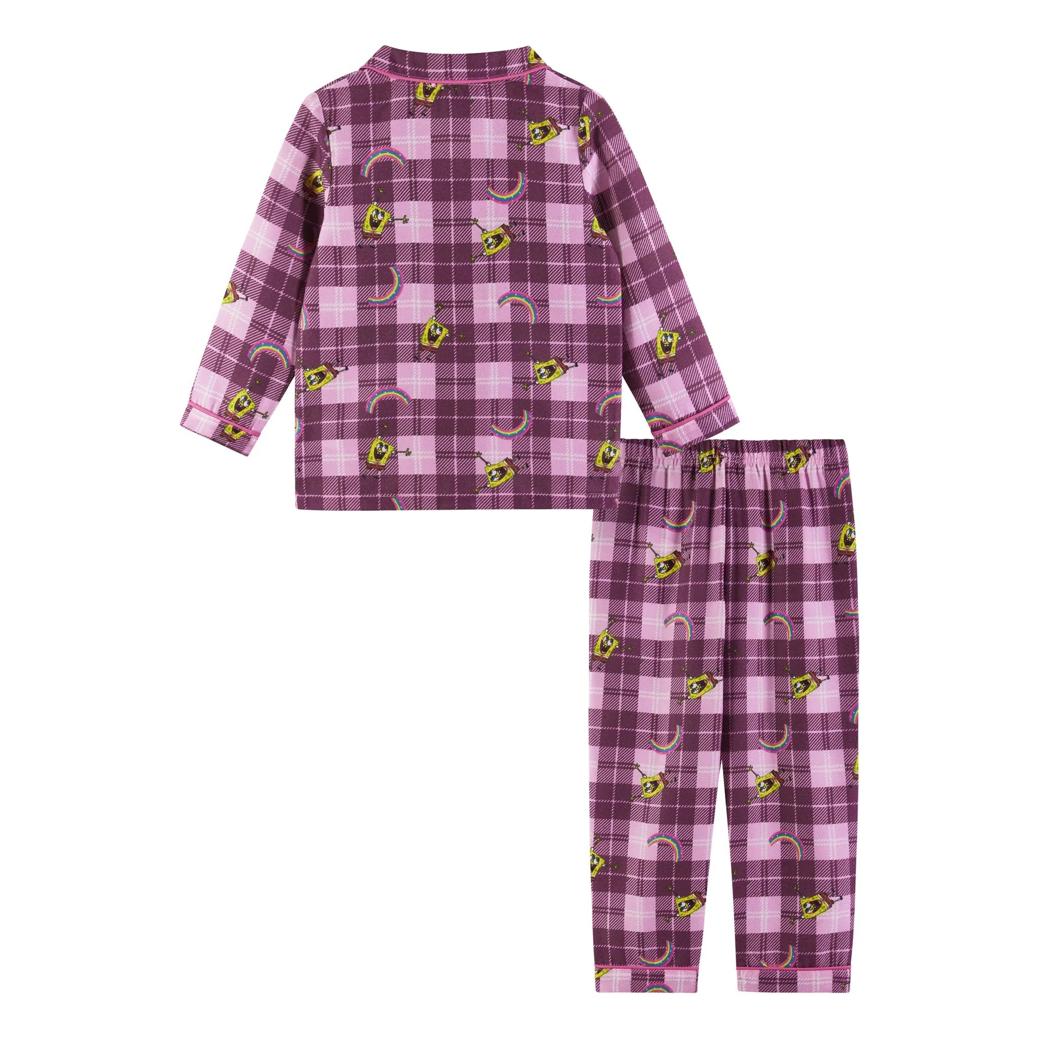 SpongeBob SquarePants™ x Andy & Evan® | Kids (3-16) Flannel Plaid Pajama Set | Pink