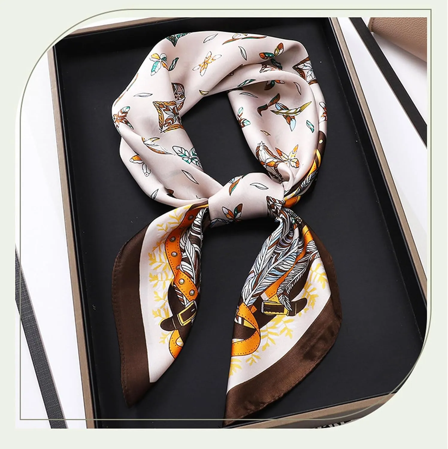 Square Scarf Silk Scarf Letter Printed Silk Scarf Women's Professional Silk Scarf Satin Silk Scarf