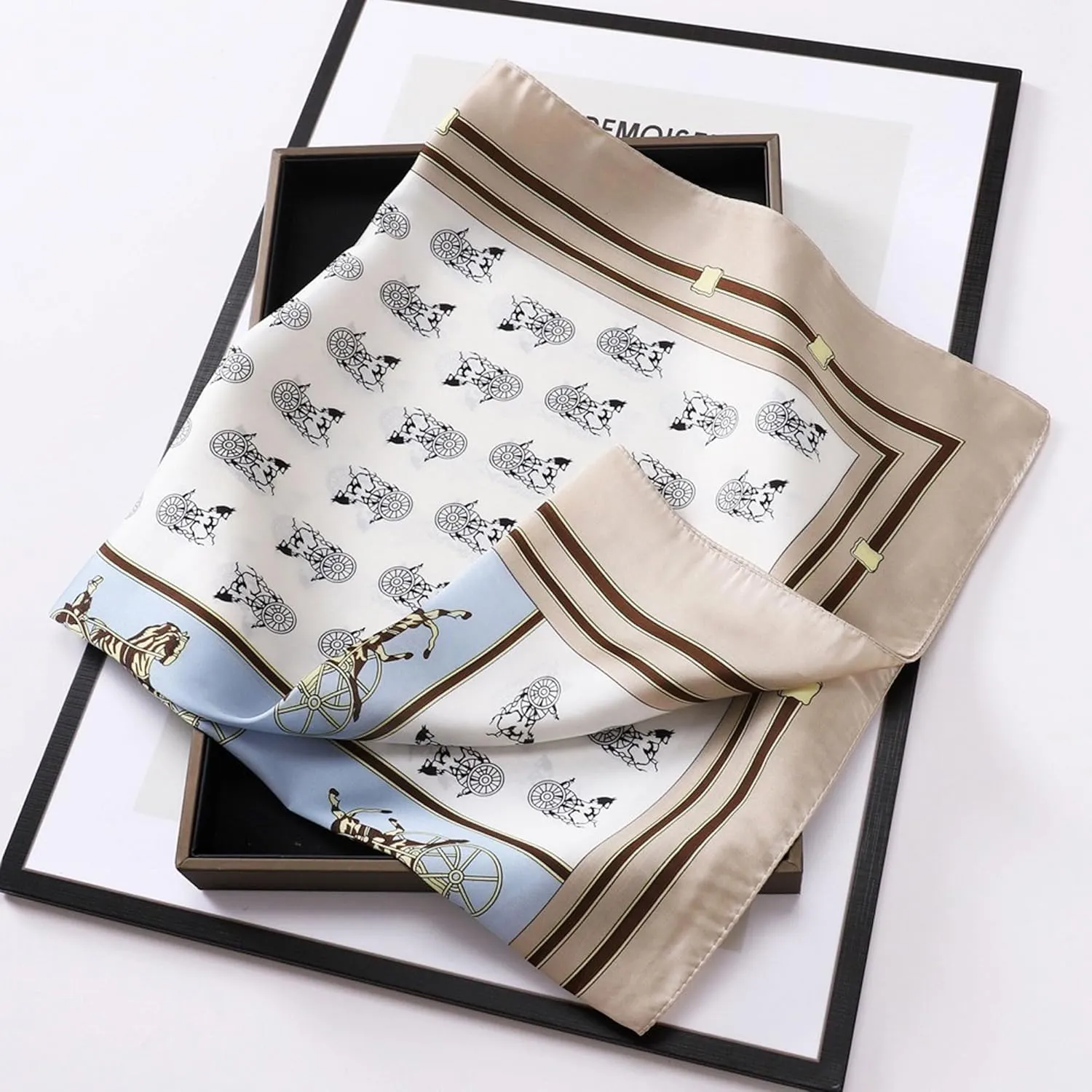 Square Scarf Silk Scarf Letter Printed Silk Scarf Women's Professional Silk Scarf Satin Silk Scarf