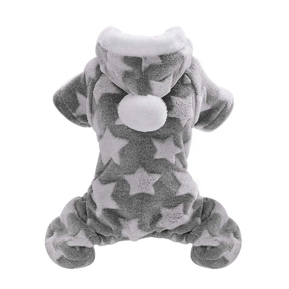 Star Fleece Hooded Onesie - Gray