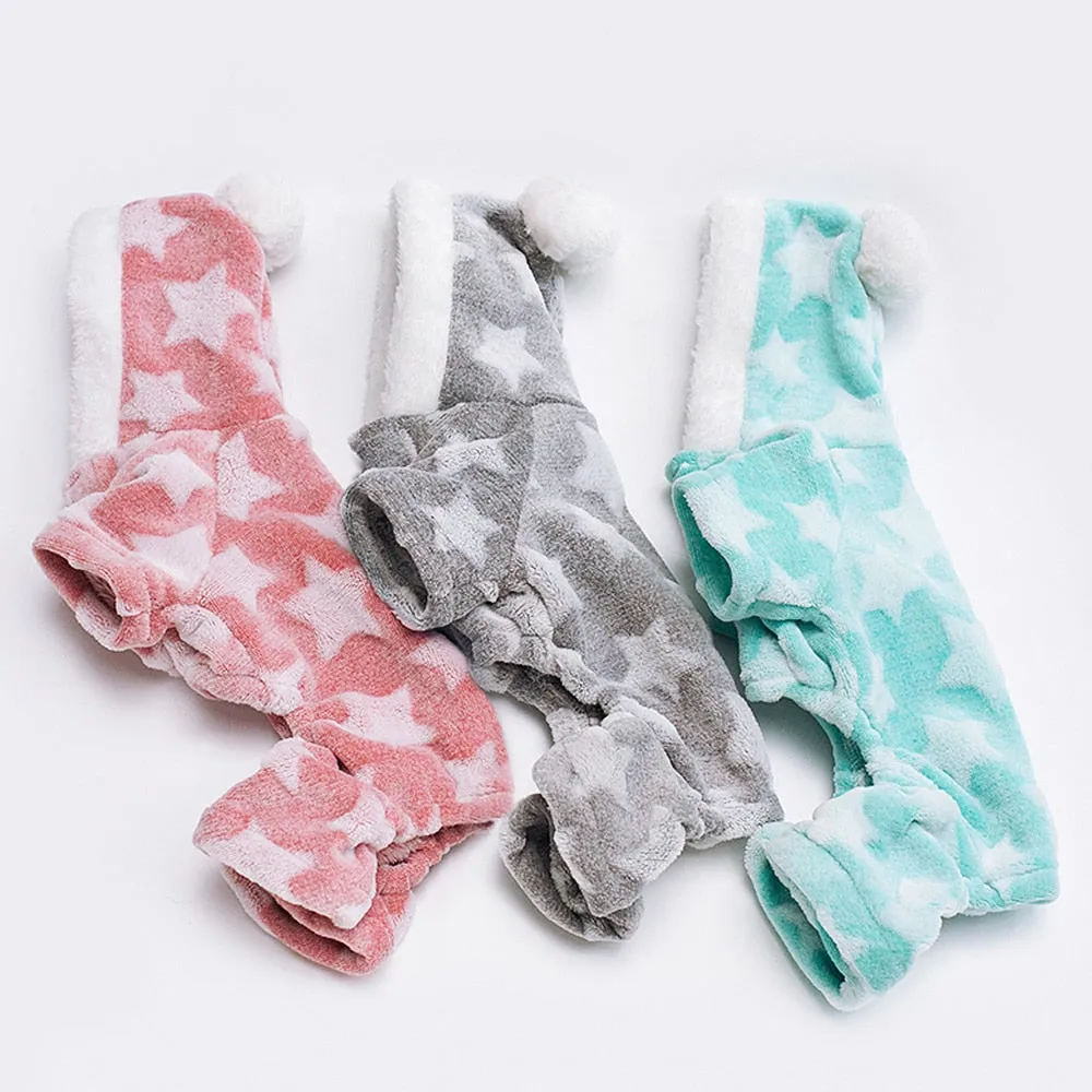 Star Fleece Hooded Onesie - Teal