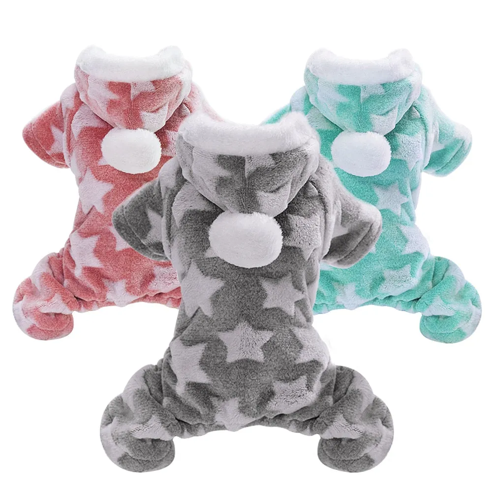 Star Fleece Hooded Onesie - Teal