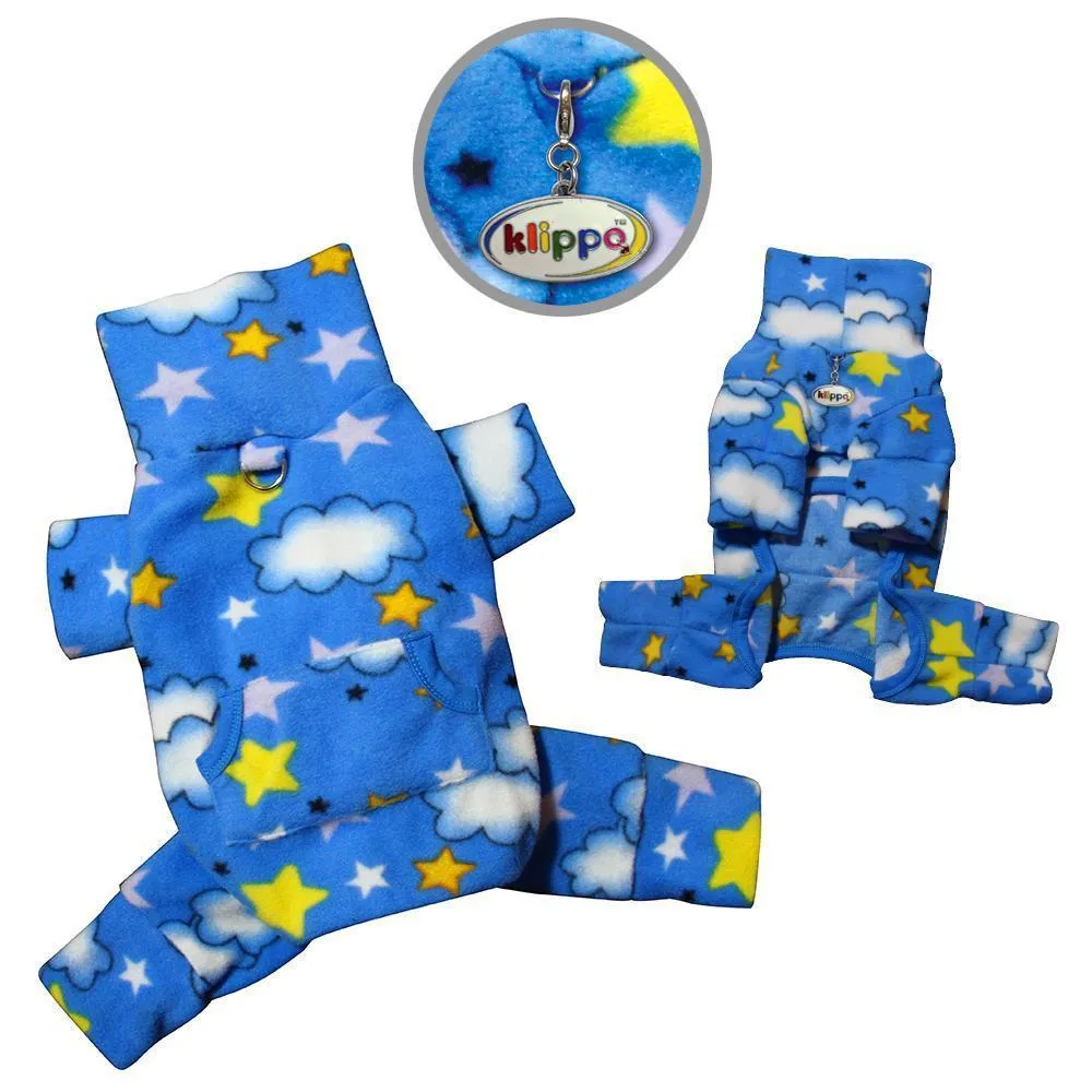Stars And Clouds Fleece Turtleneck Dog Pajamas Medium