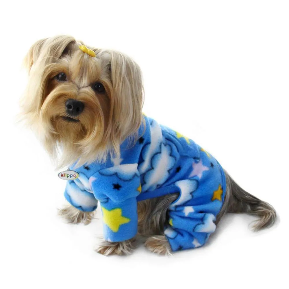Stars And Clouds Fleece Turtleneck Dog Pajamas Medium