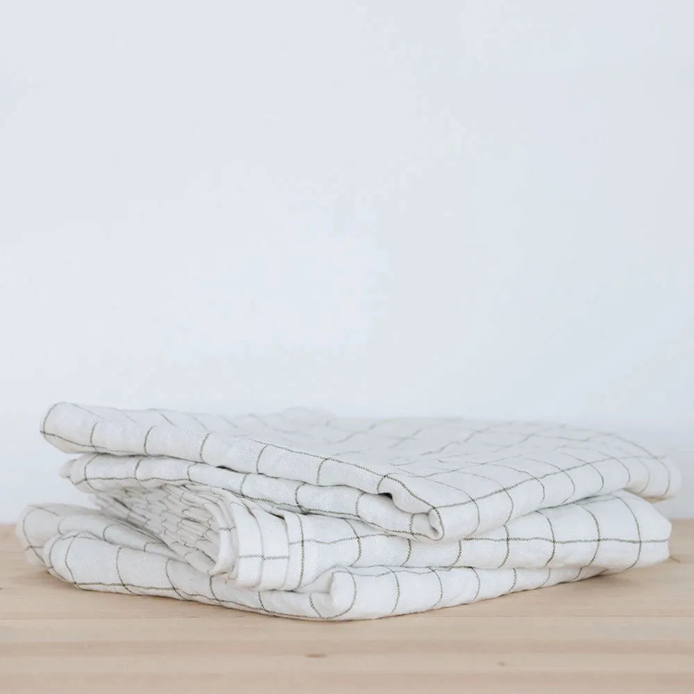 Stonewashed Linen Dinner Napkin - Grey Check