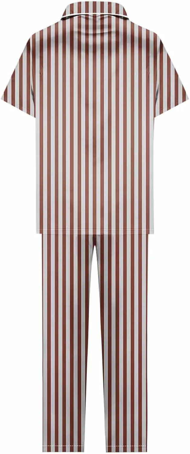 Striped Pajama Set Women Two Piece Lounge Set Spring Pajama Sets Cute Soft Pajamas Short Sleeve and Pants Pajama Set