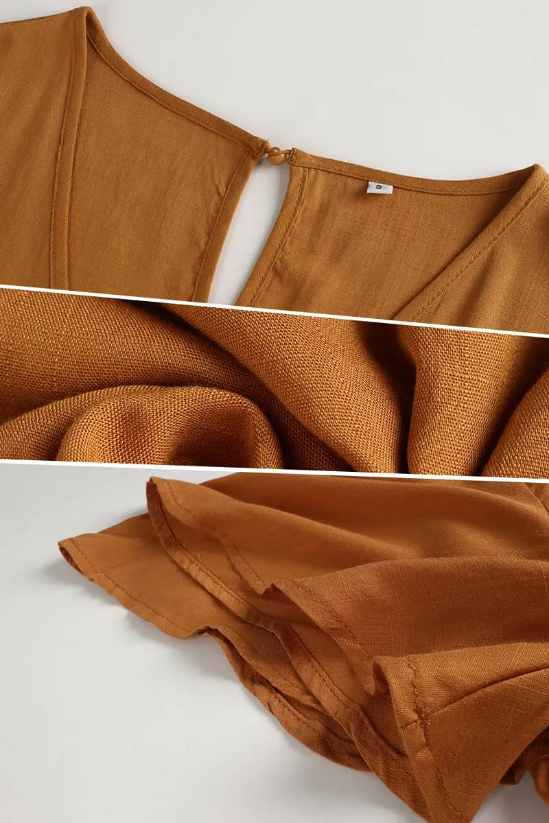 Summer elastic waist solid color jumpsuit
