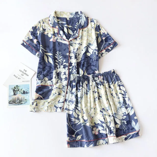 Summer New  long-sleeved trousers ladies pajamas suit  long Sleepwear women