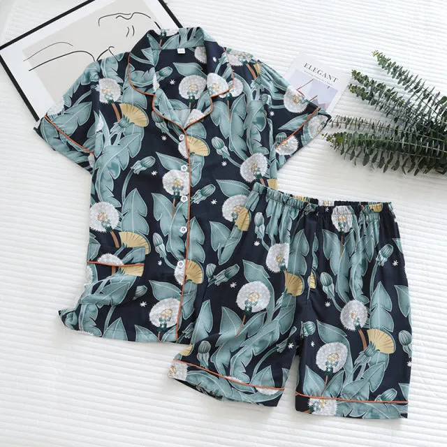 Summer New  long-sleeved trousers ladies pajamas suit  long Sleepwear women