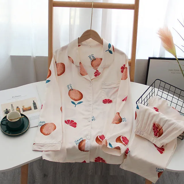Summer New  long-sleeved trousers ladies pajamas suit  long Sleepwear women