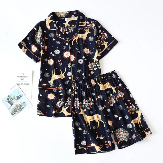 Summer New  long-sleeved trousers ladies pajamas suit  long Sleepwear women