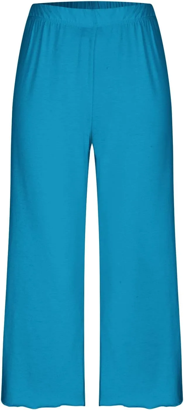 Summer Pajamas Sets for Women 2025 Casual Short Sleeve Tops Cropped Pants with Pocket Capri Comfy Breathable Pj Set