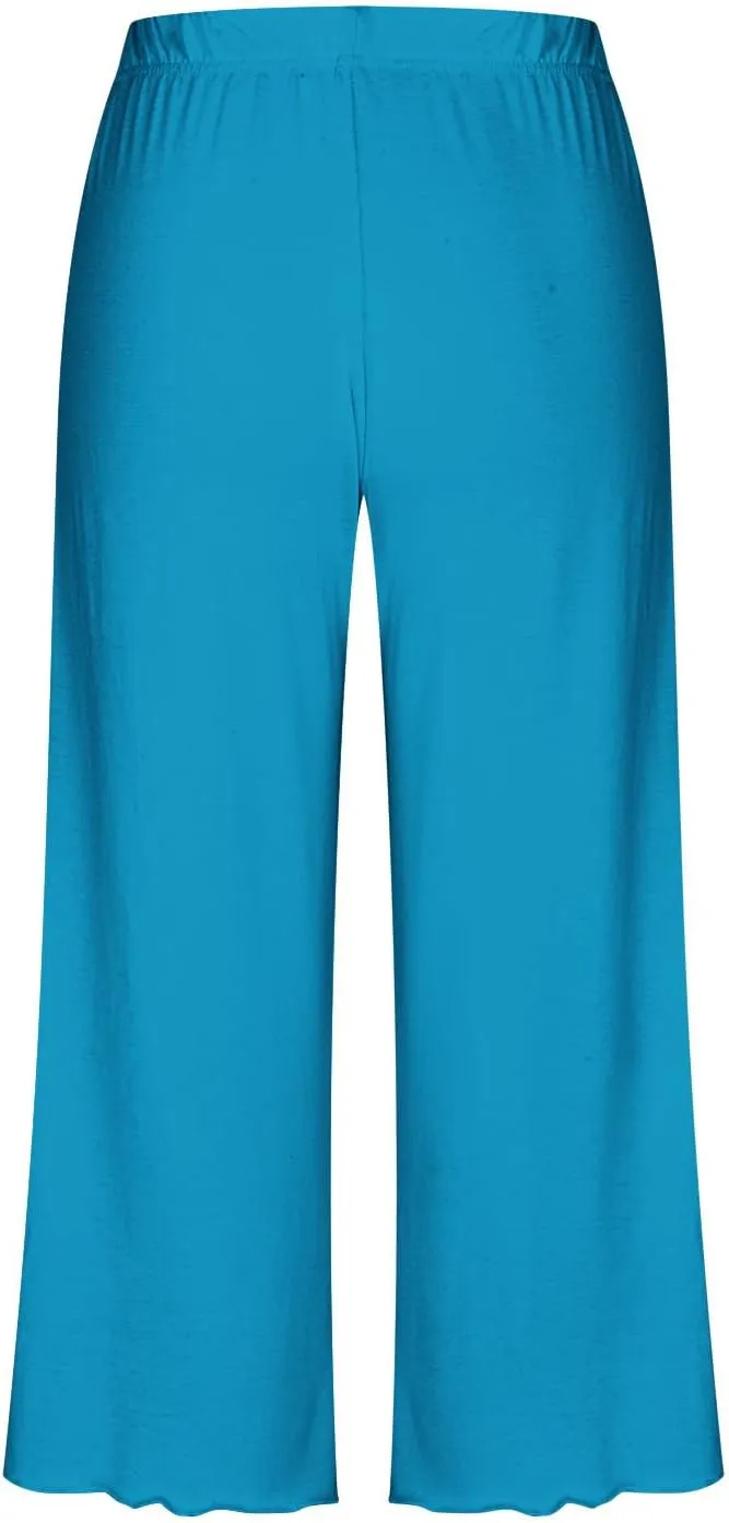 Summer Pajamas Sets for Women 2025 Casual Short Sleeve Tops Cropped Pants with Pocket Capri Comfy Breathable Pj Set