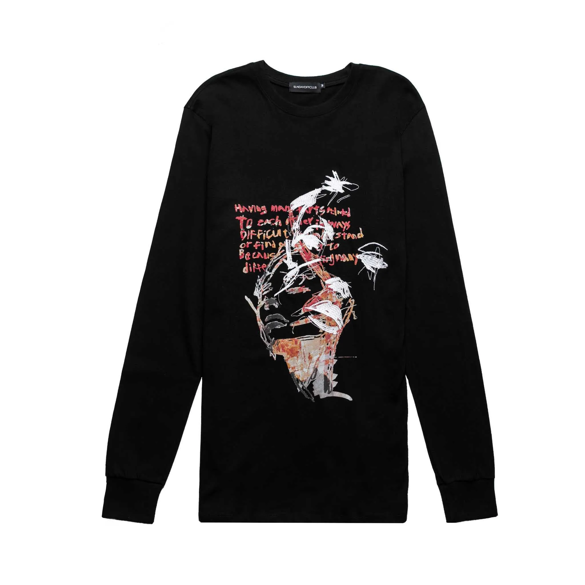 Sunday Off Club Anguish Embroidery T-Shirt Black