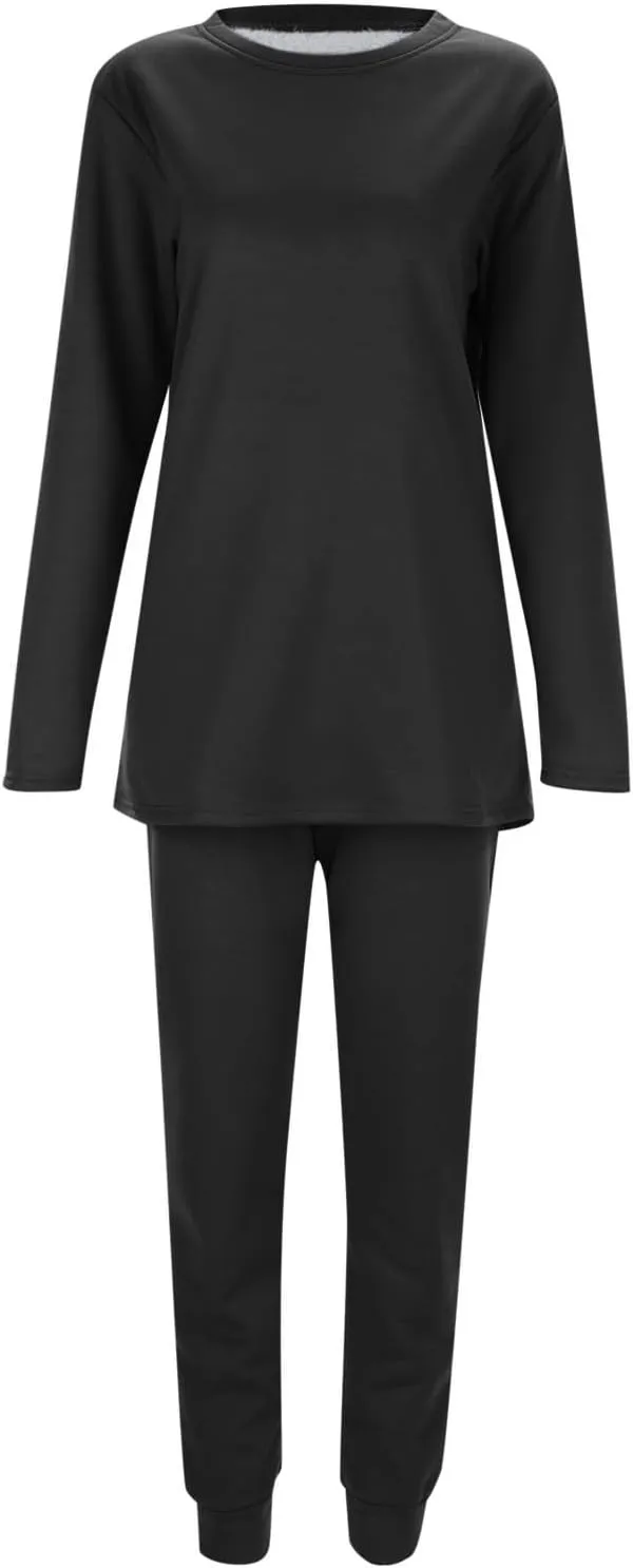 Sunward Women's Sherpa Fleece Lined 2 Piece Set Winter Warm Loungewear Sets Cashmere Soft Pullover Sweatshirt Jogger Pants