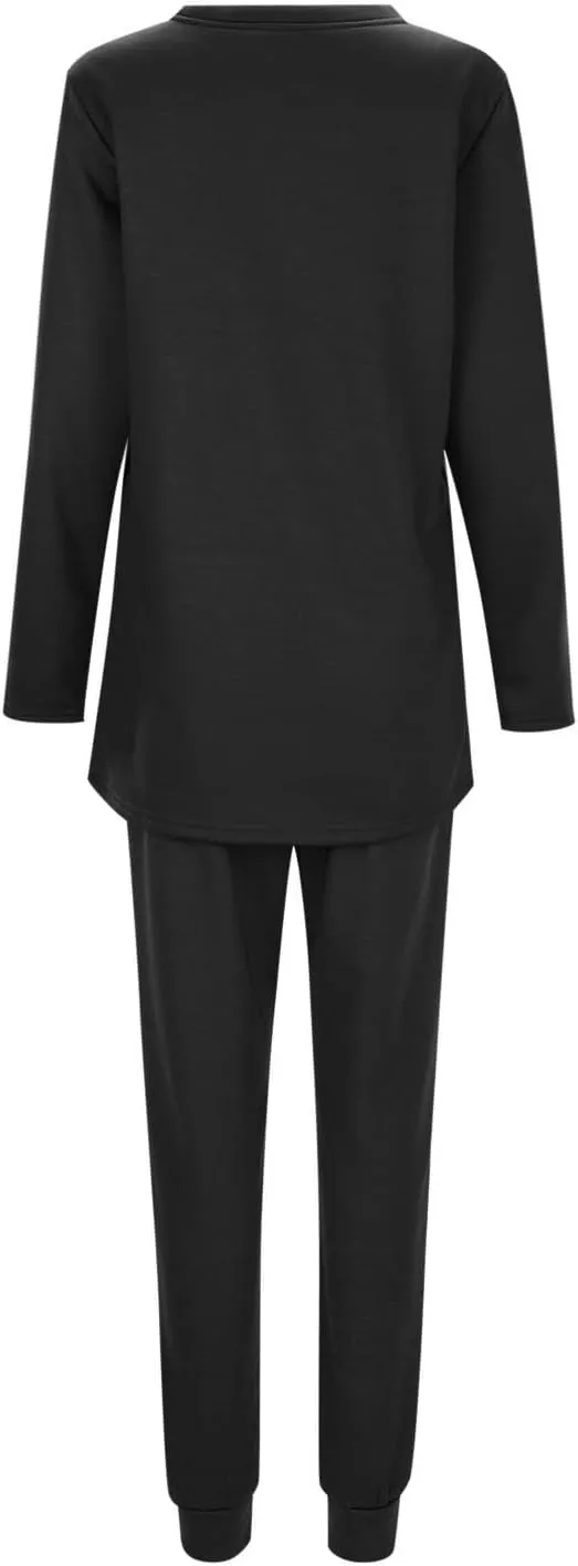 Sunward Women's Sherpa Fleece Lined 2 Piece Set Winter Warm Loungewear Sets Cashmere Soft Pullover Sweatshirt Jogger Pants