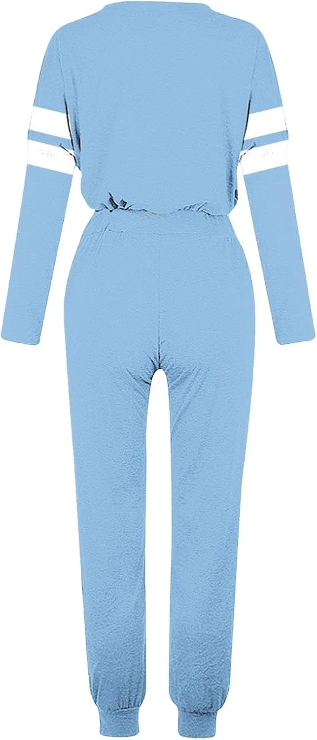 Sweat Suits Womens 2 Piece Outfits Comfy Lounge Sets Casual Plus Size Sweatsuits Crewneck Tops and Pants Set