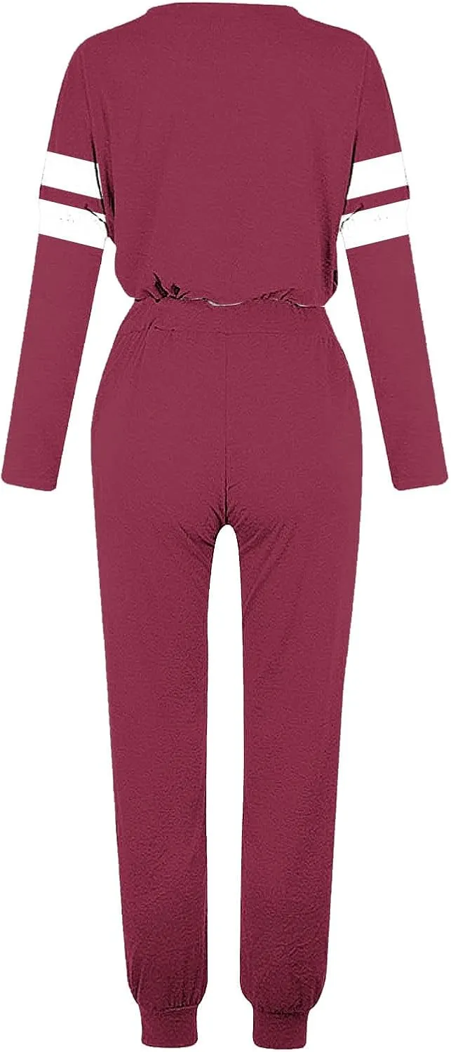 Sweat Suits Womens 2 Piece Outfits Comfy Lounge Sets Casual Plus Size Sweatsuits Crewneck Tops and Pants Set