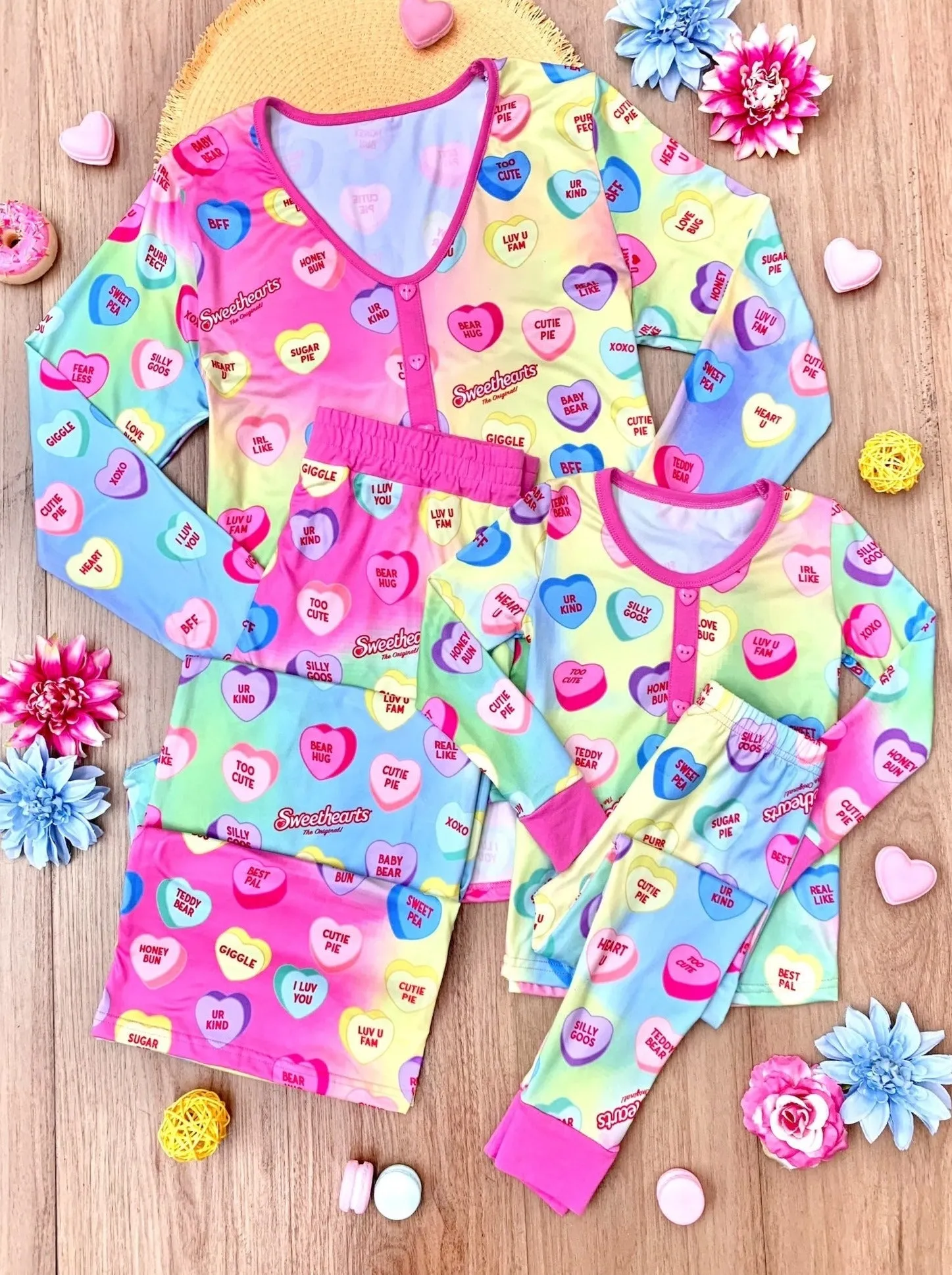Sweethearts x Mia Belle Mommy and Me YOU ME Pastel Pajamas