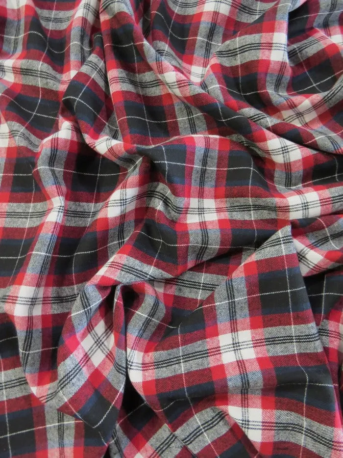 Tartan Plaid Uniform Apparel Flannel Fabric / Black/Red/White