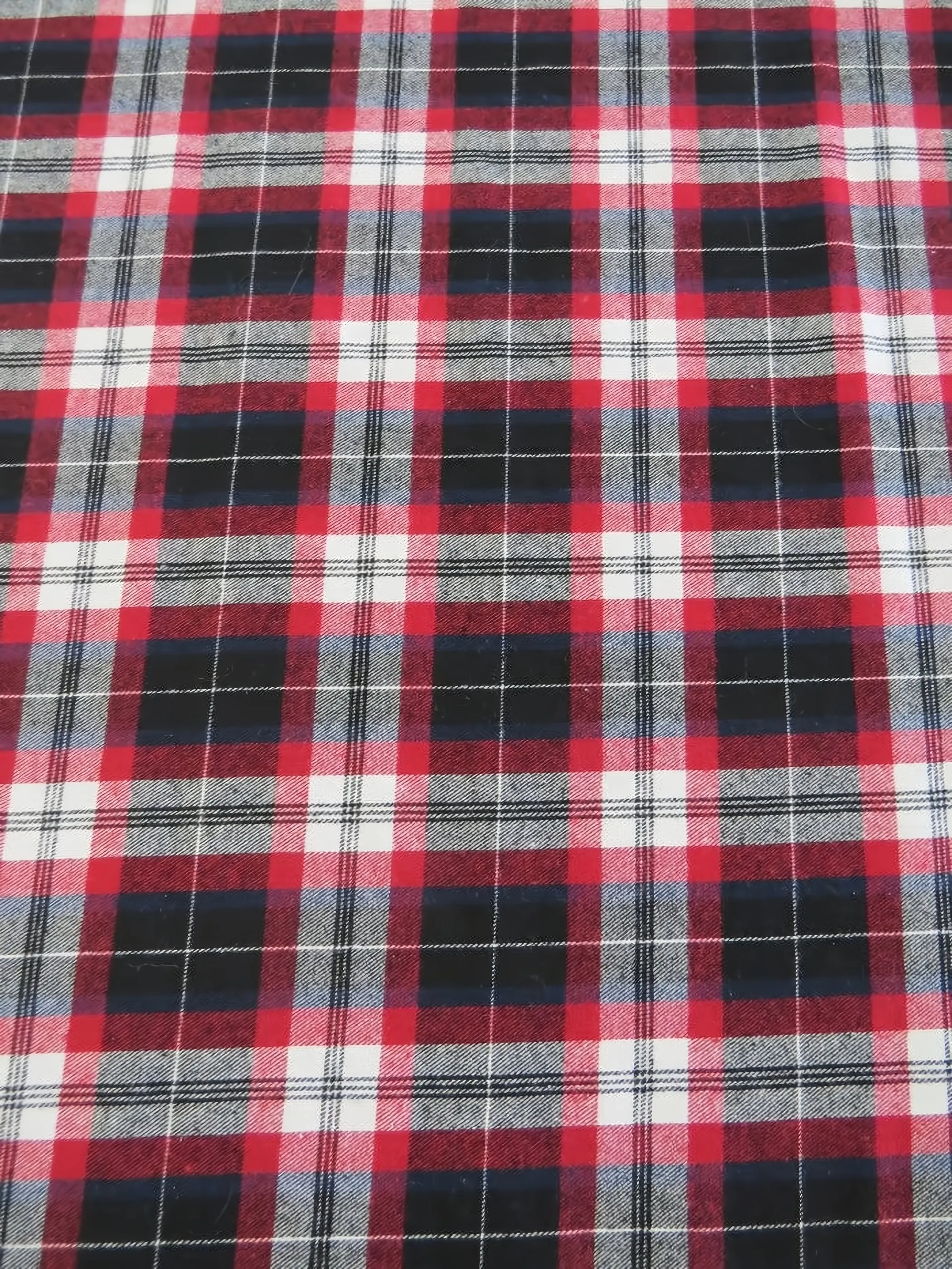 Tartan Plaid Uniform Apparel Flannel Fabric / Black/Red/White