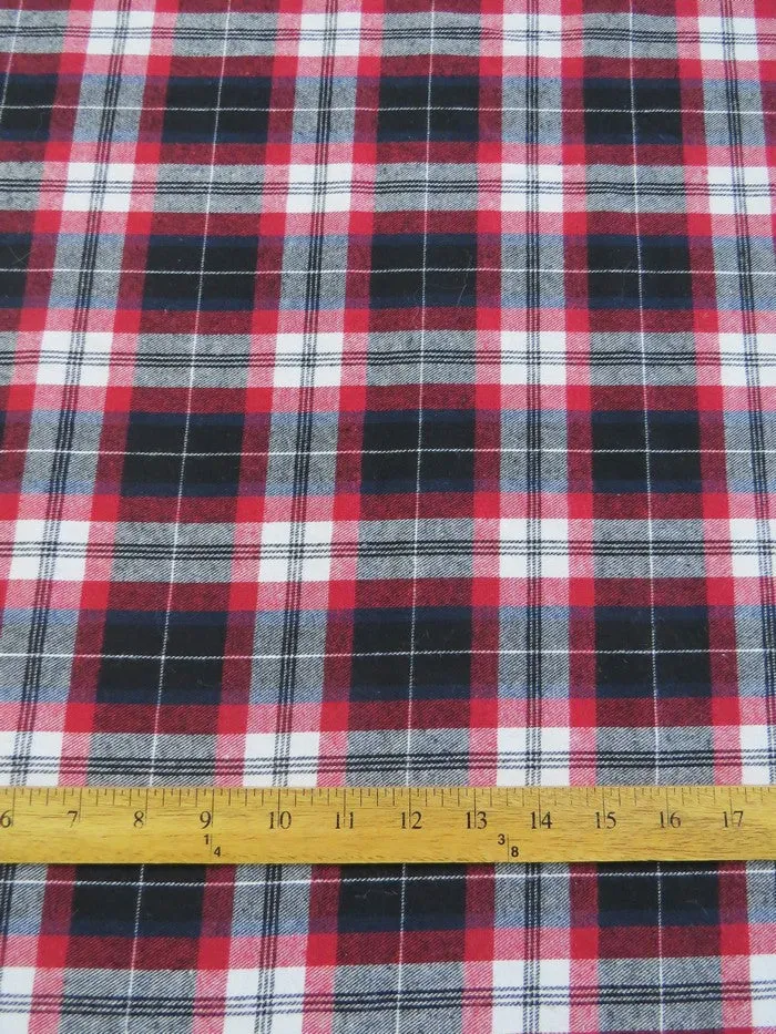 Tartan Plaid Uniform Apparel Flannel Fabric / Black/Red/White