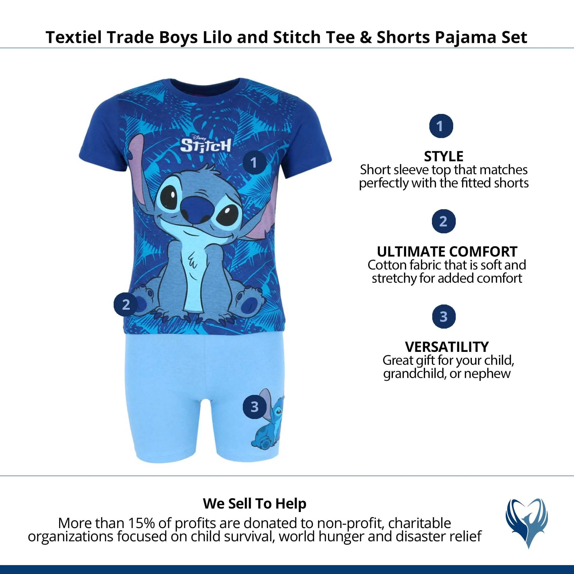 Textiel Trade Boys Lilo and Stitch Tee & Shorts Pajama Set