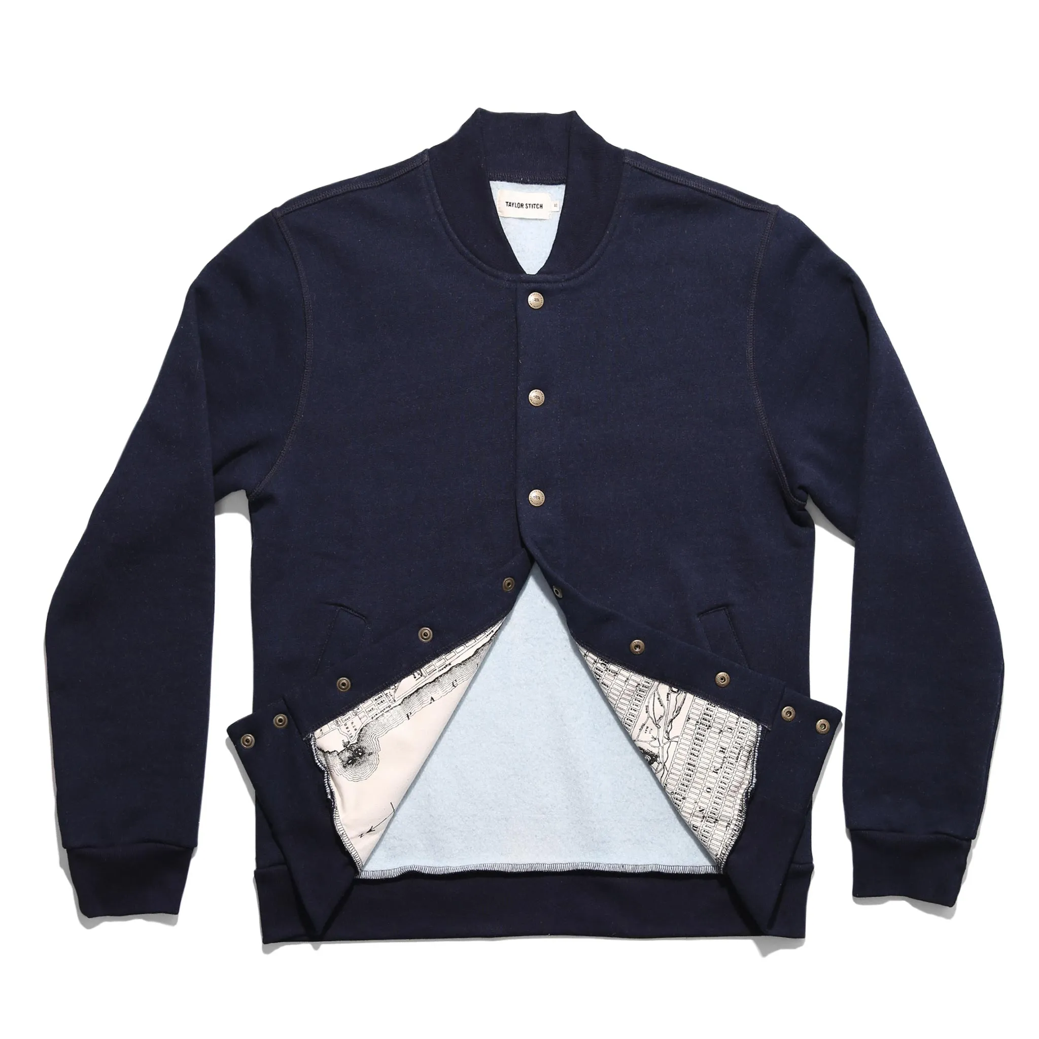 The Bomber in Indigo Fleece