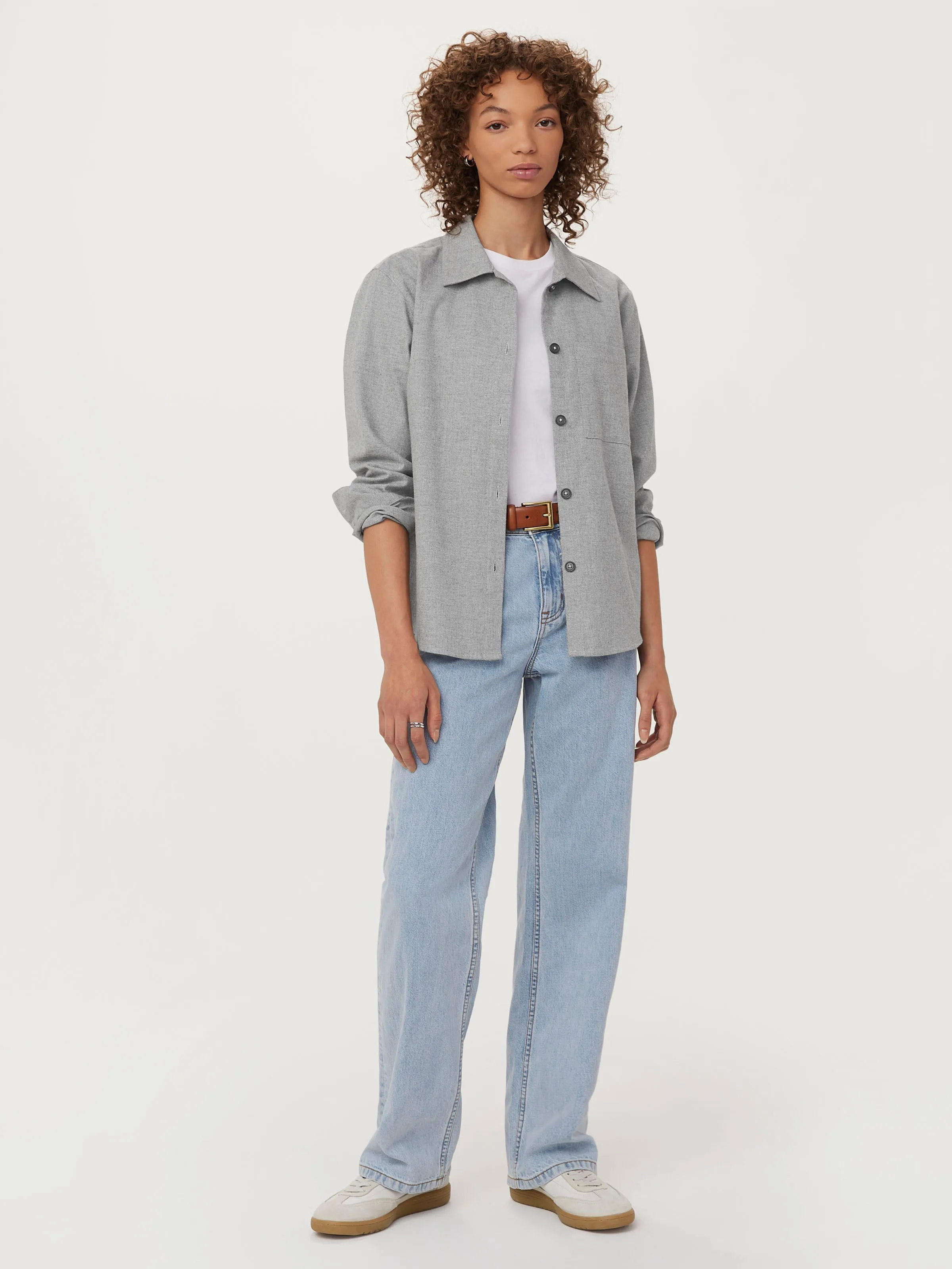 The Flannel Overshirt  in Light Grey
