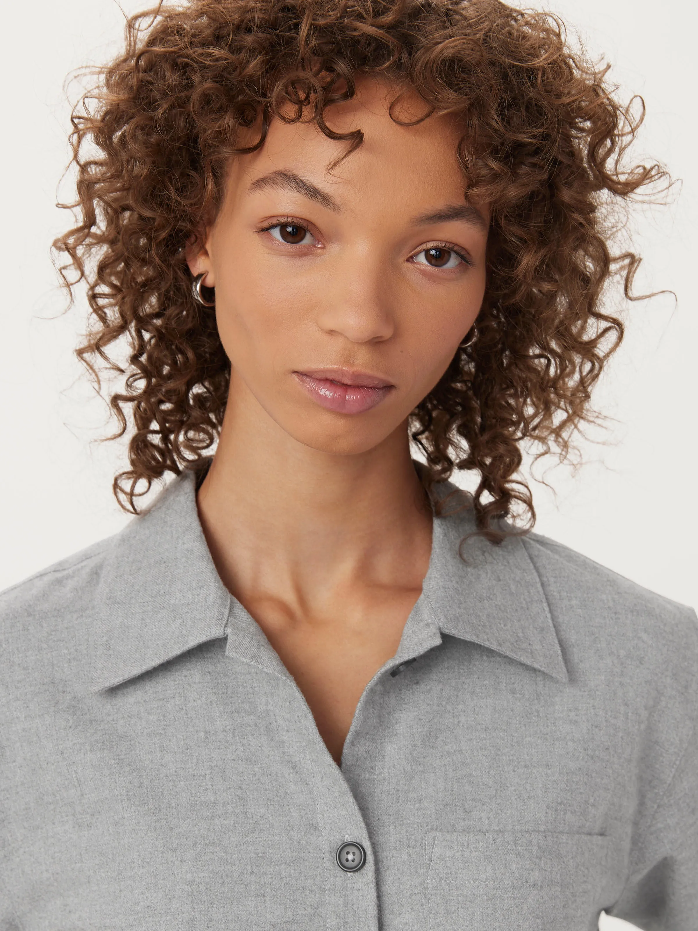 The Flannel Overshirt  in Light Grey
