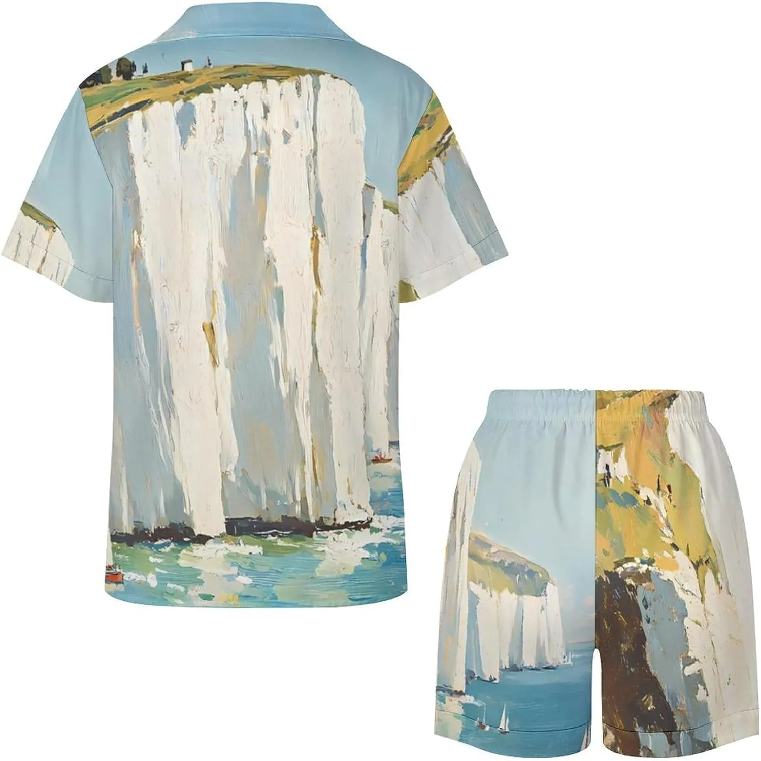 The White Cliffs of Dover Satin Pajamas For Women Set Botton Down Short Sleeves Silk Sleepwear