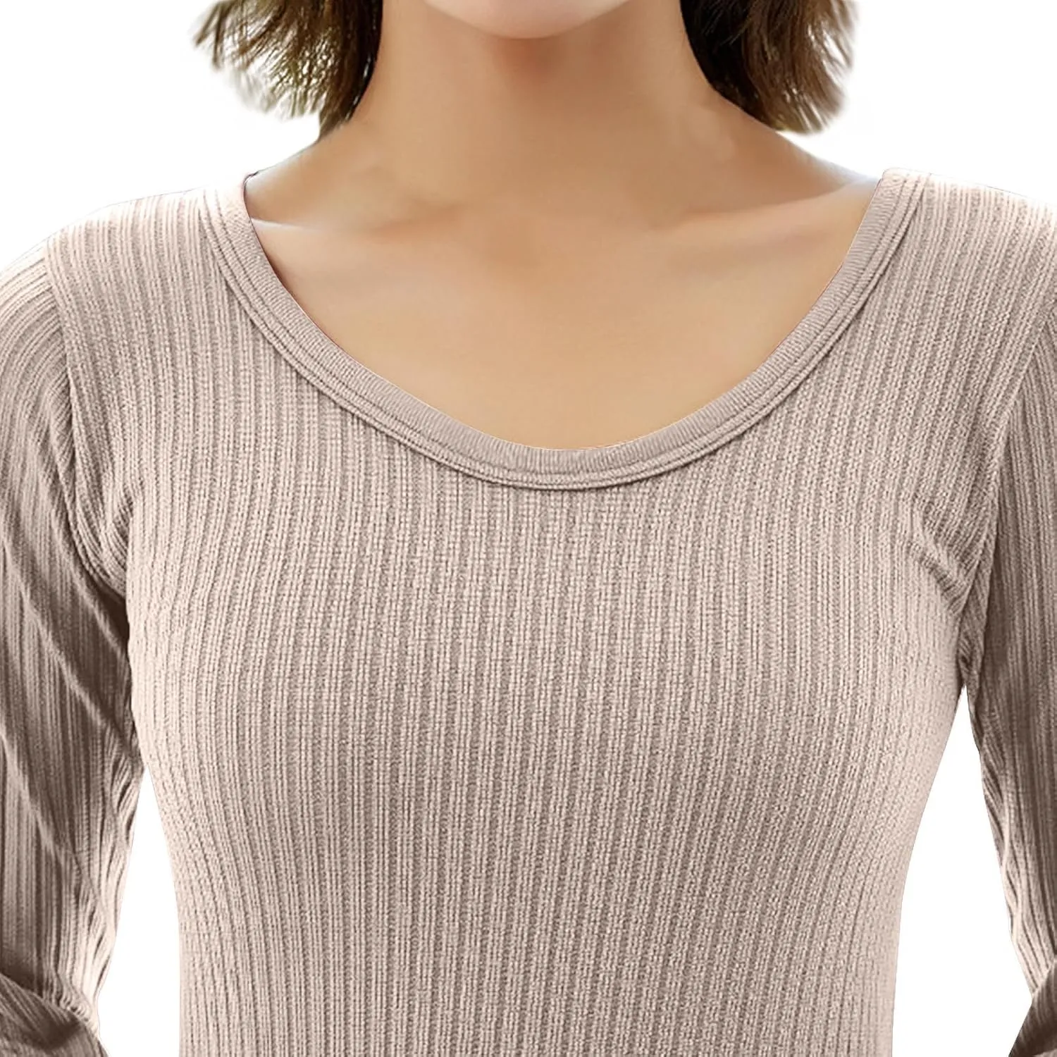 Thermal Underwear for Women 2pc Long Sleeve Knit Stretch Cotton Shirt Pants Long John Slim Fit Base Layer Lounge Set