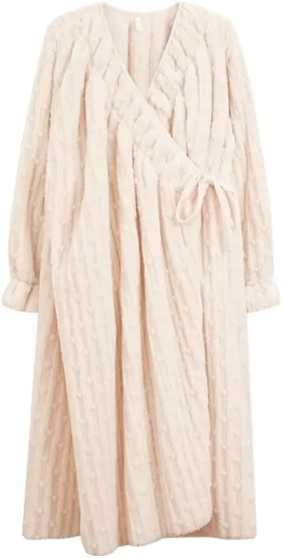 Thickened And Plush Kimono Long Pajamas For Women's Autumn And Winter Warm Plush Morning Gown