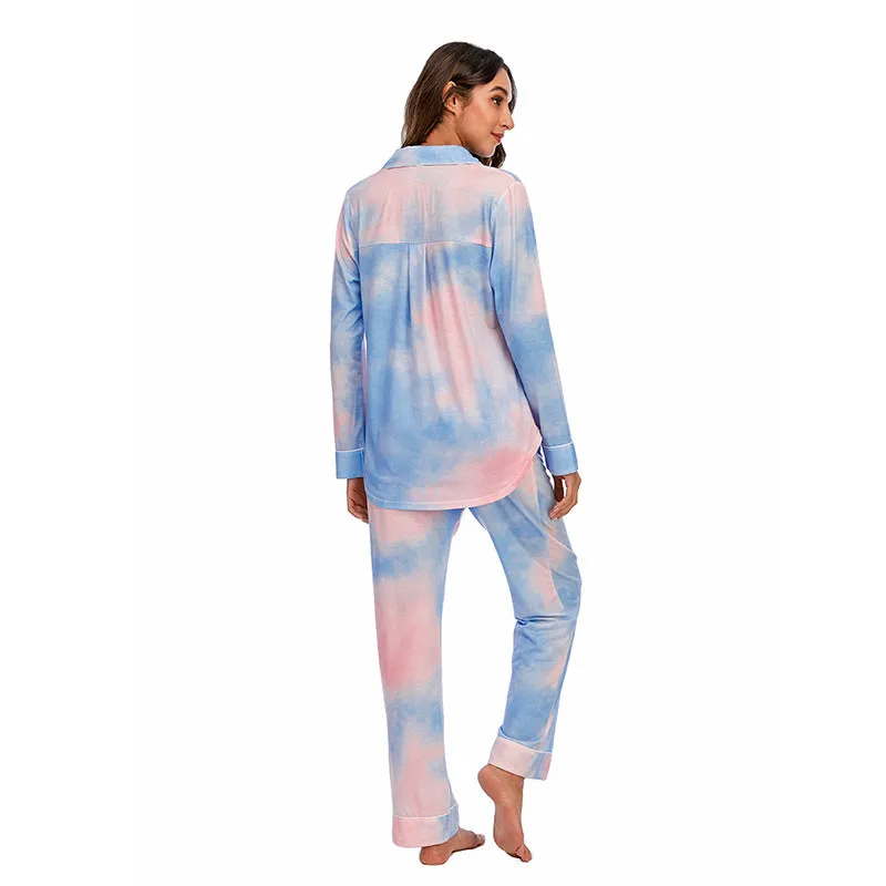 Tie-Dye Print Shirts & Pants Modal Homewear Pajamas Wholesale Loungewear Sets