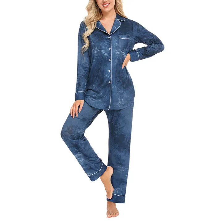 Tie-Dye Print Shirts & Pants Modal Homewear Pajamas Wholesale Loungewear Sets