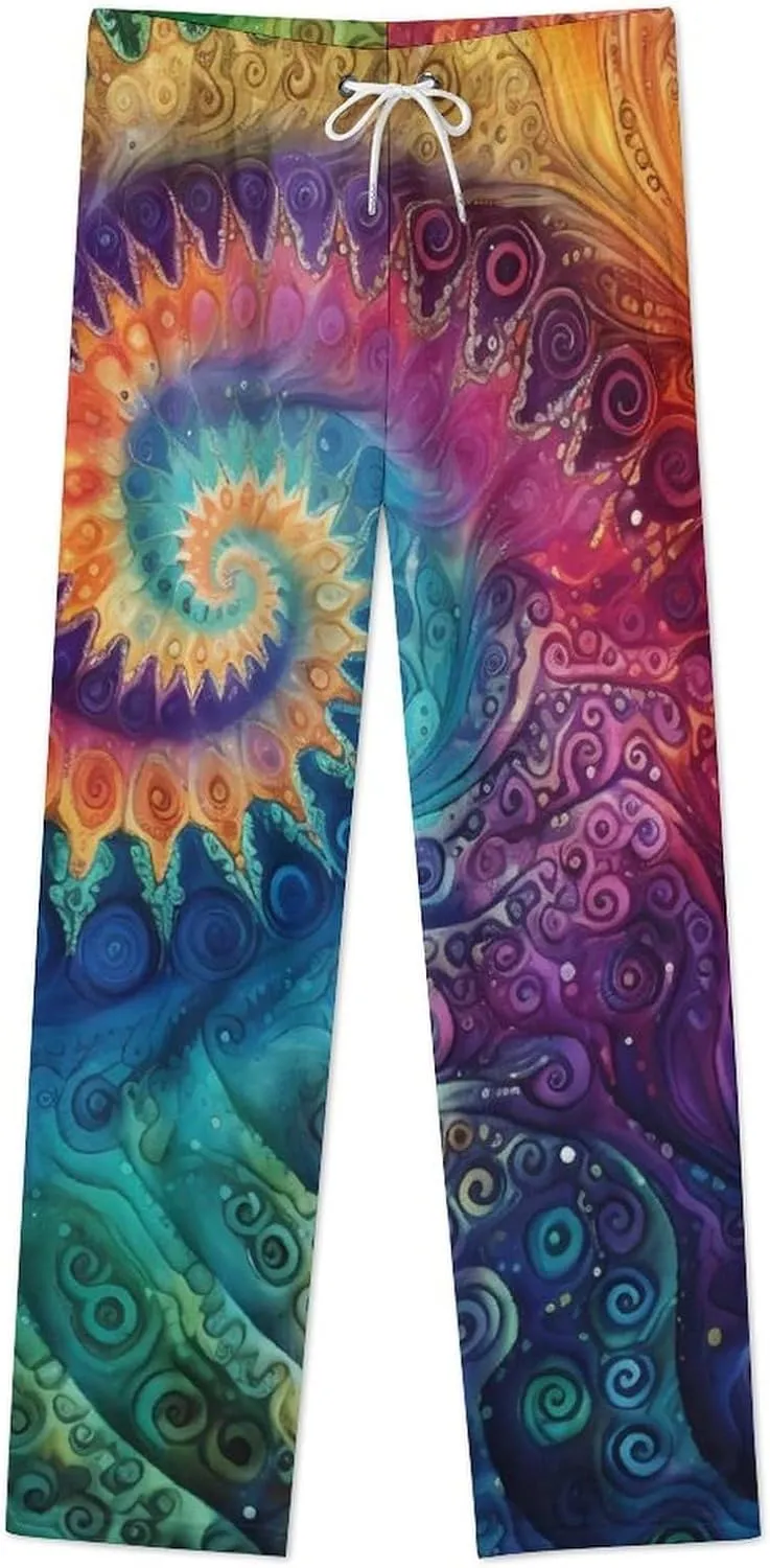 Tie Dye Women's Flannel Pajama Pants Fleece Lounge Sleep Bottoms PJ