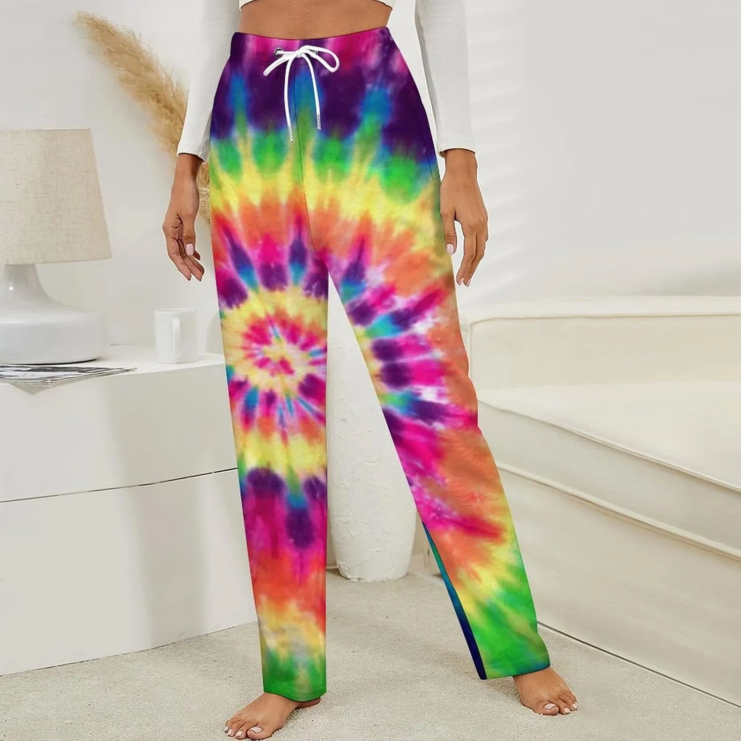 Tie Dye Women's Flannel Pajama Pants Fleece Lounge Sleep Bottoms PJ