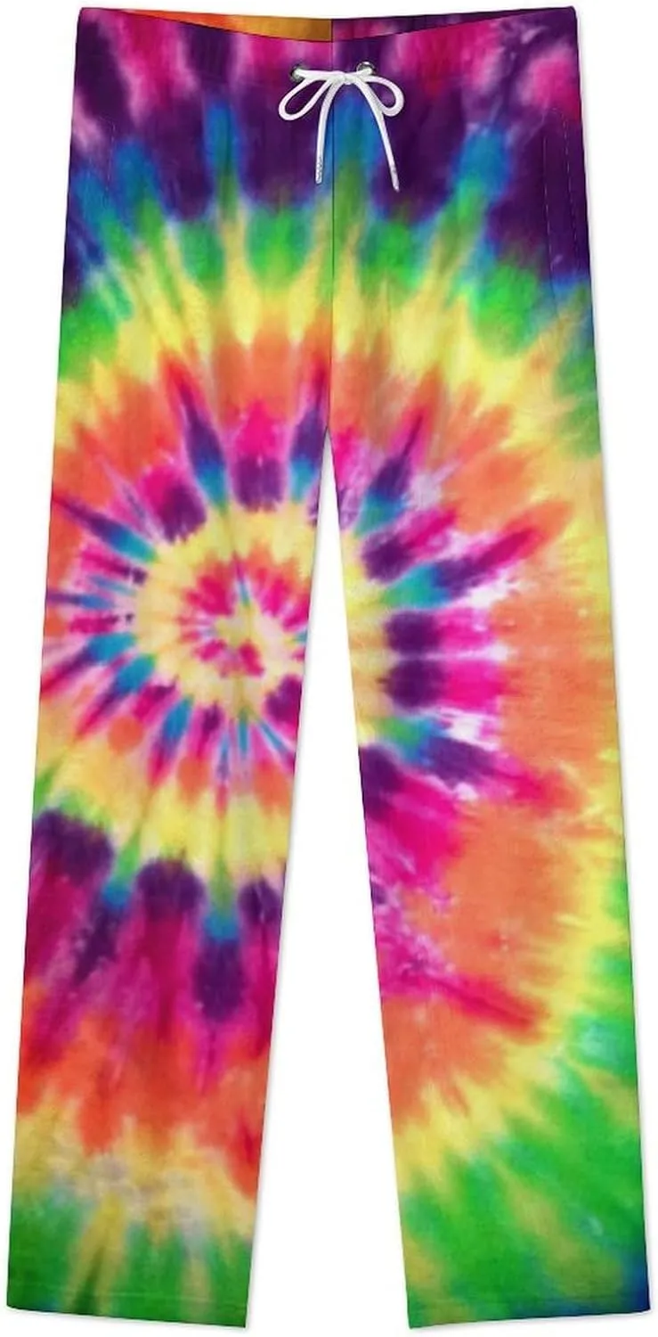 Tie Dye Women's Flannel Pajama Pants Fleece Lounge Sleep Bottoms PJ