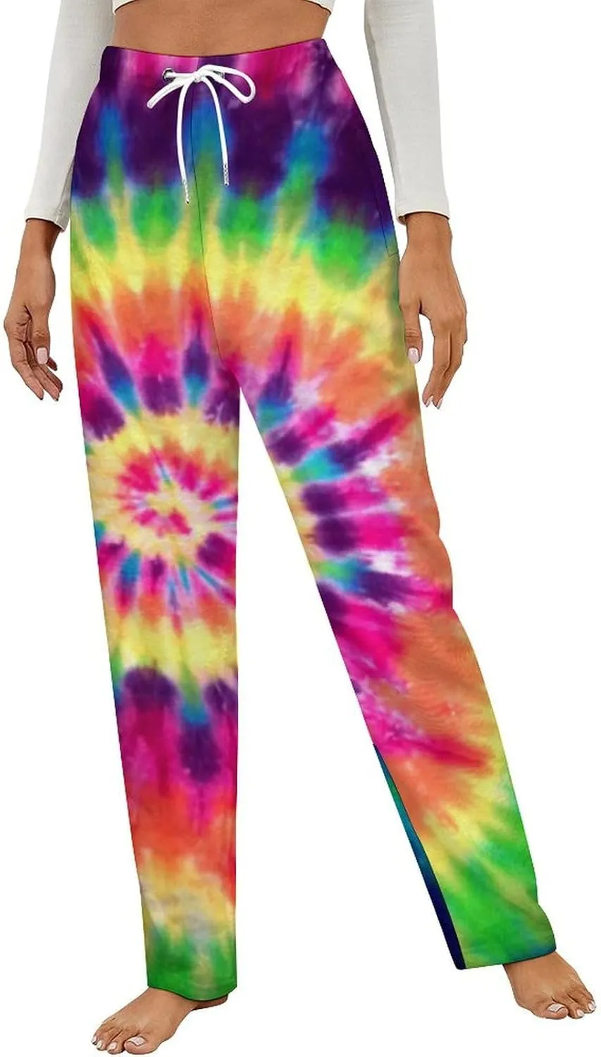 Tie Dye Women's Flannel Pajama Pants Fleece Lounge Sleep Bottoms PJ