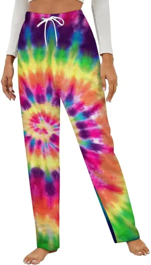 Tie Dye Women's Flannel Pajama Pants Fleece Lounge Sleep Bottoms PJ